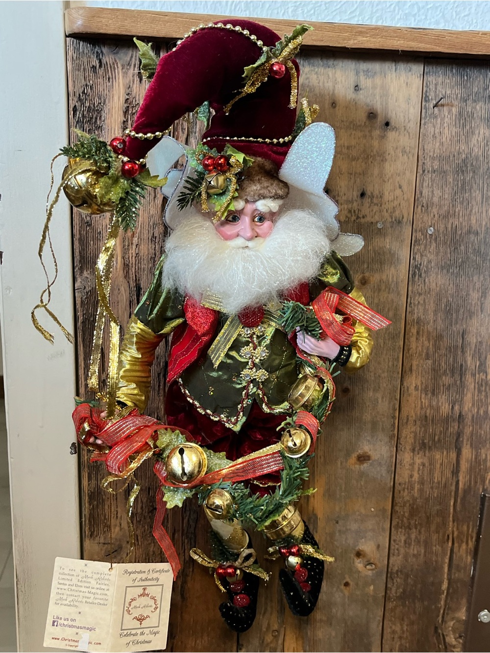 Mark Roberts Red & Green Holiday Elf Decor with Jingle Bells
